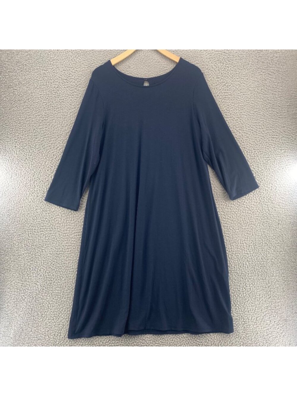 J Jill Dress Women Large Tall Navy Wearever Tee Jersey Knit Boat Neck 3/4 Sleeve